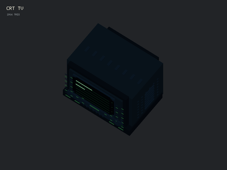 Isometric pixel-art CRT television asset on a dark field